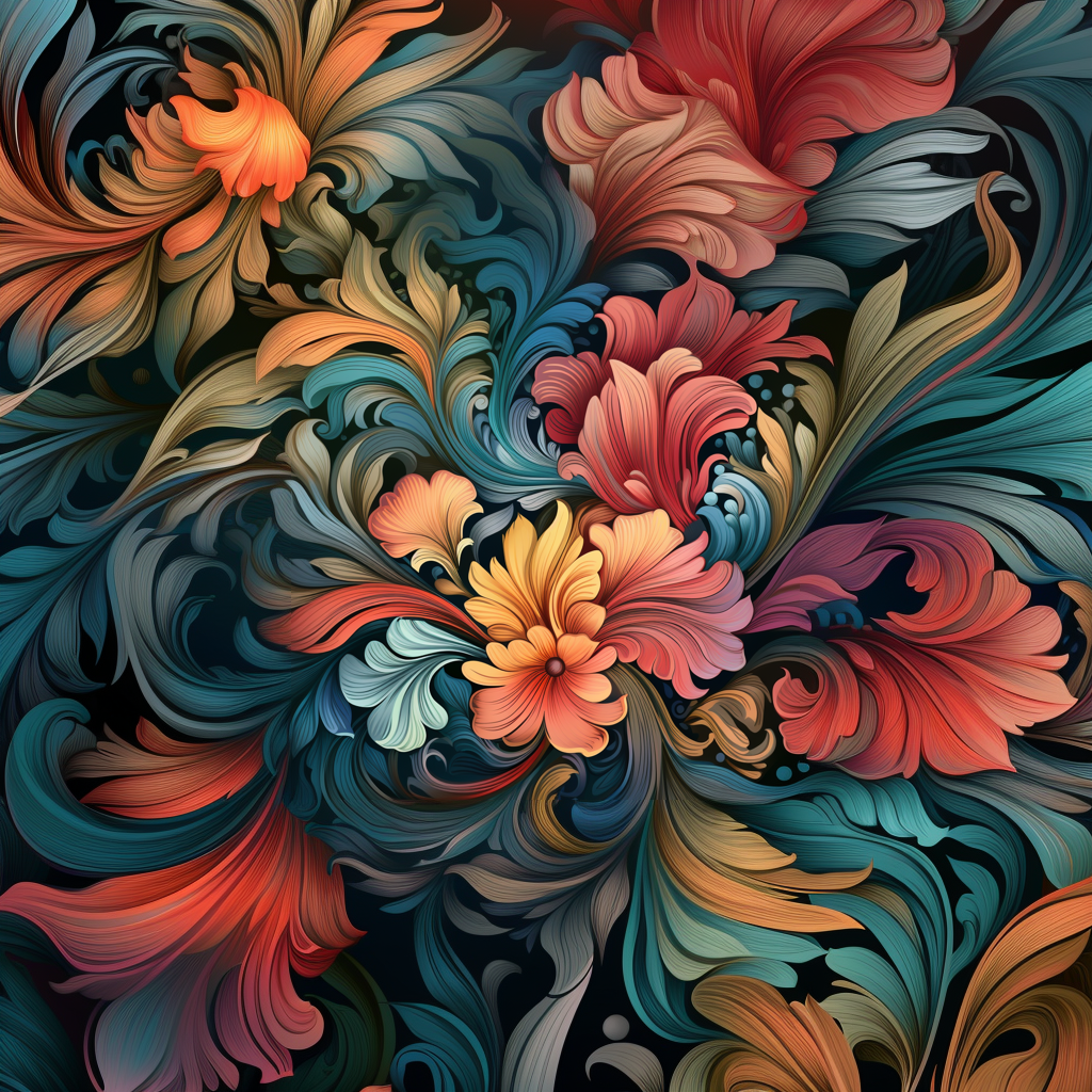 Floral patterns in art nouveau style