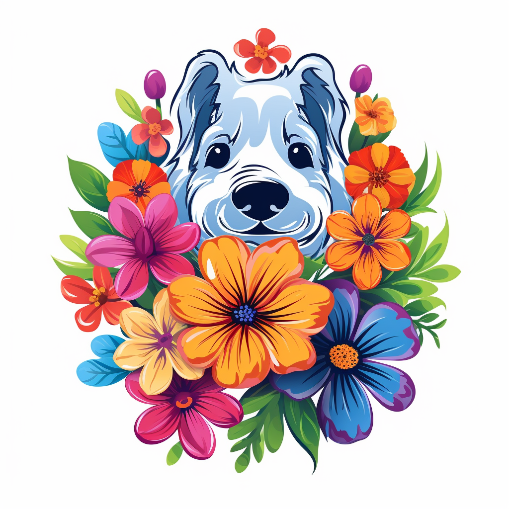 Floral paw print sticker design