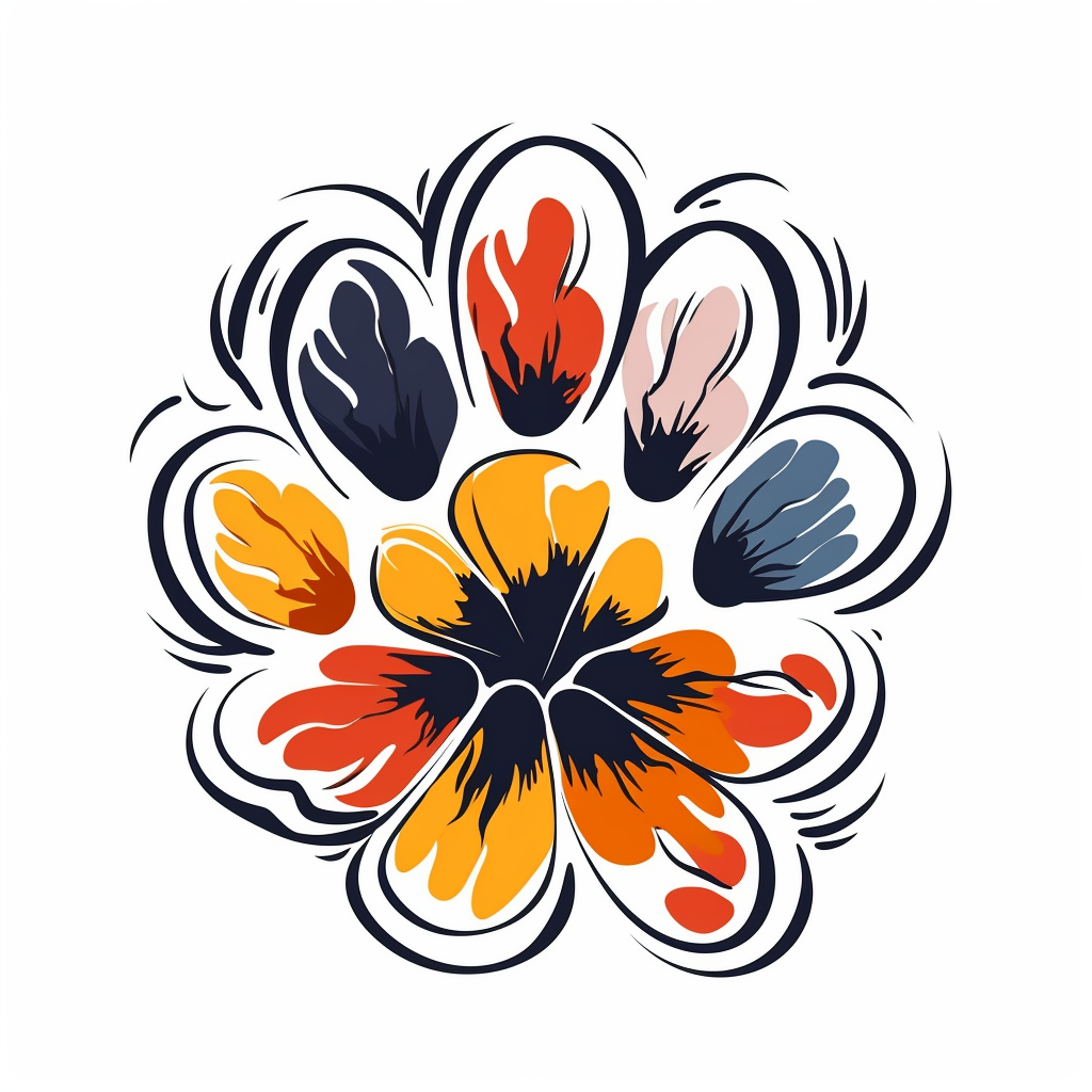 Cute floral dog paw print illustration