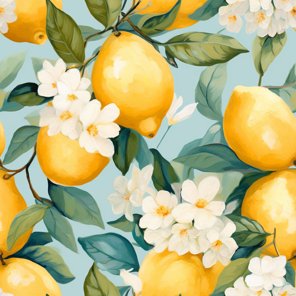 Floral Lemons Oil Painting Texture