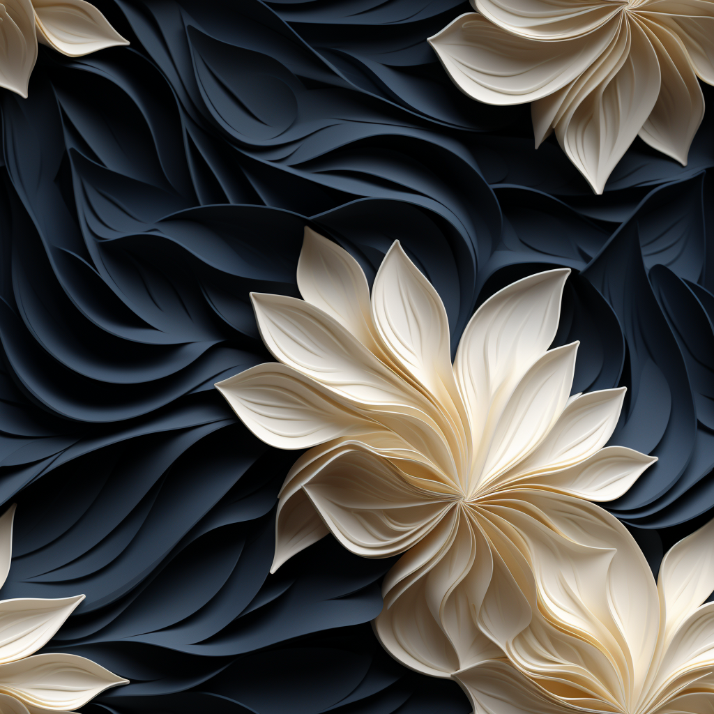 Origami paper wallpaper with floreal graphic pattern