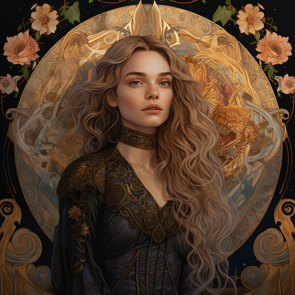 Florence Pugh fantasy witch tarot card art