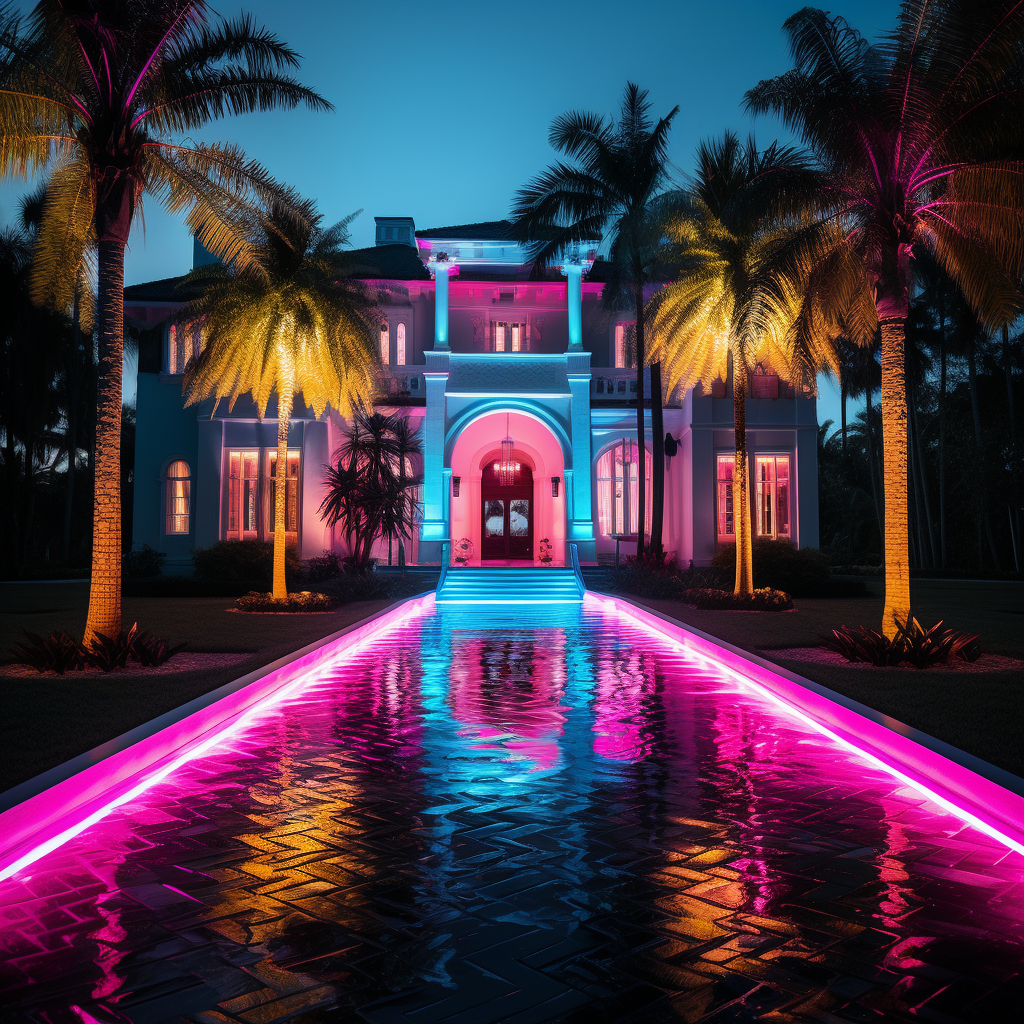 Retro mansion in Florida Everglades