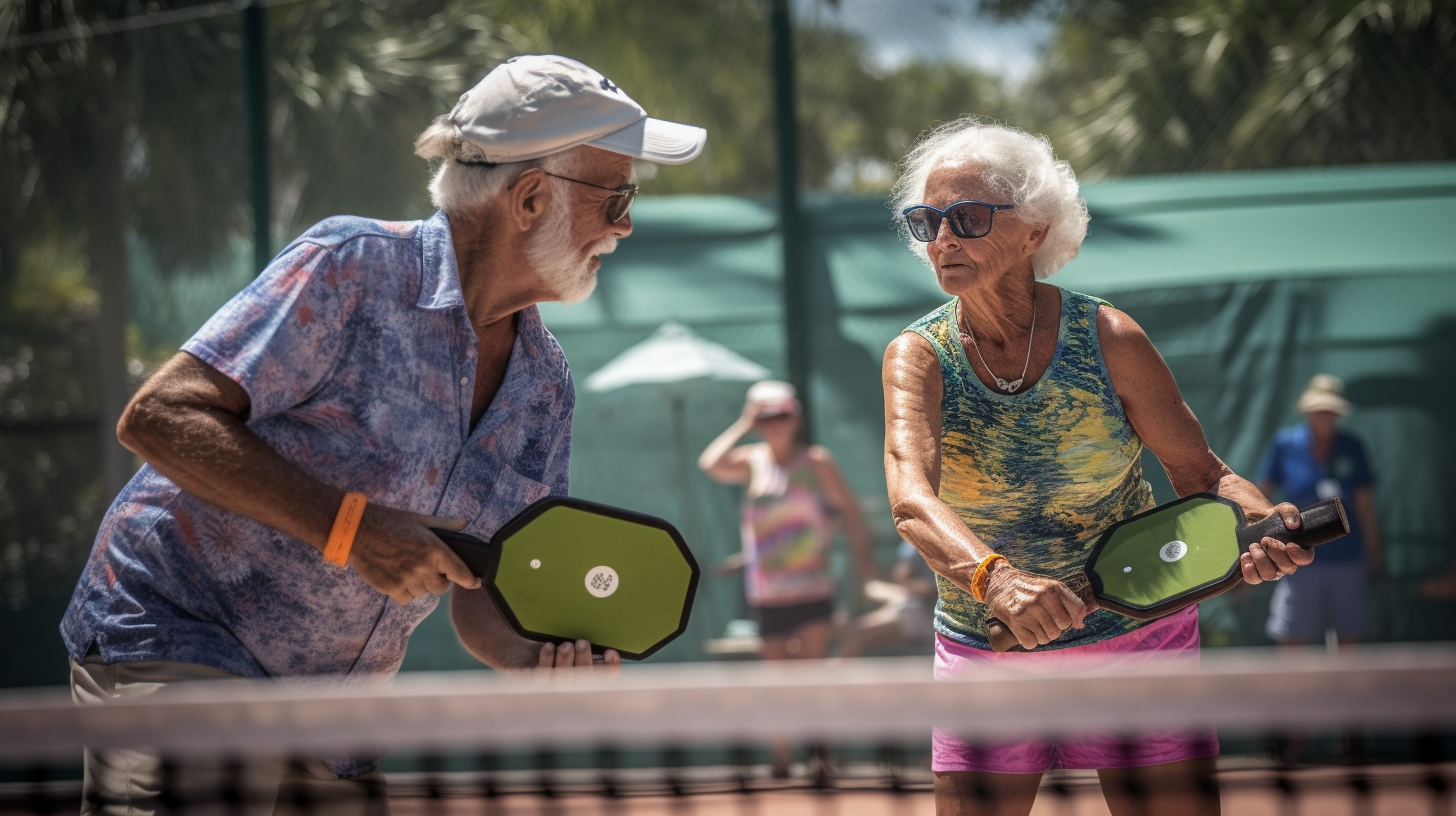 Energetic mixed doubles showdown on Florida's pickleball court