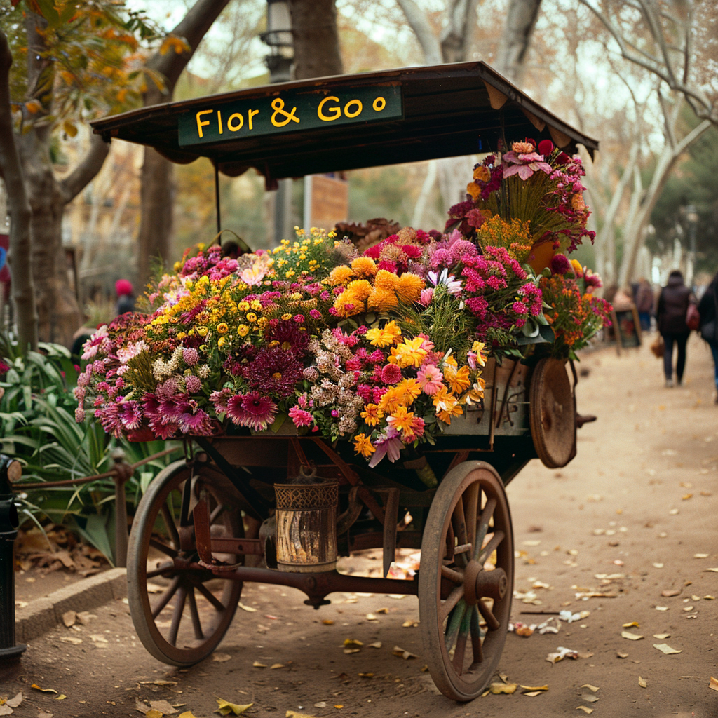 Flower Cart Flors Go Sign