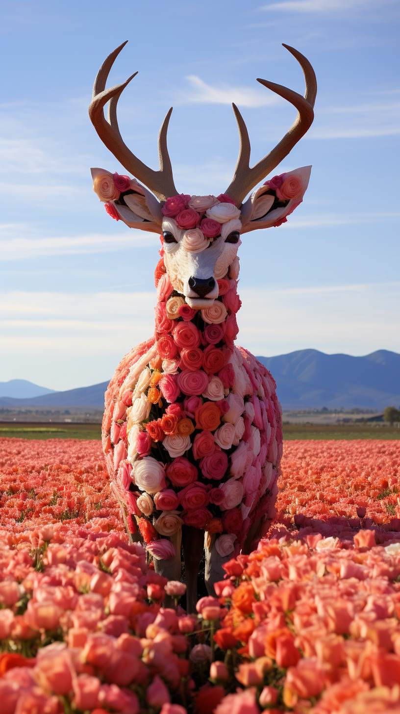 Serene flower field with heart patterns