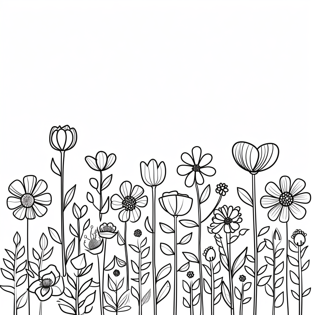 Flower frame outline coloring page