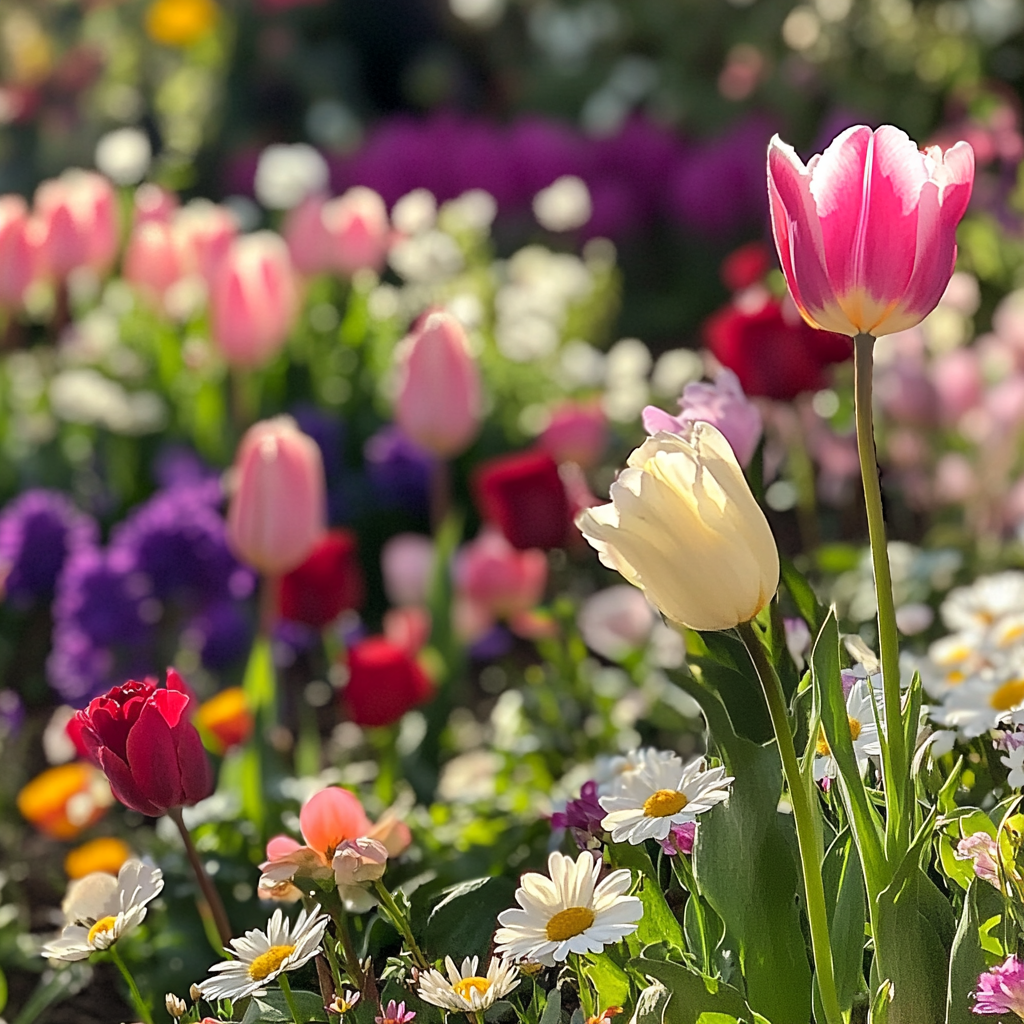 Vibrant Blooming Flower Garden Scene