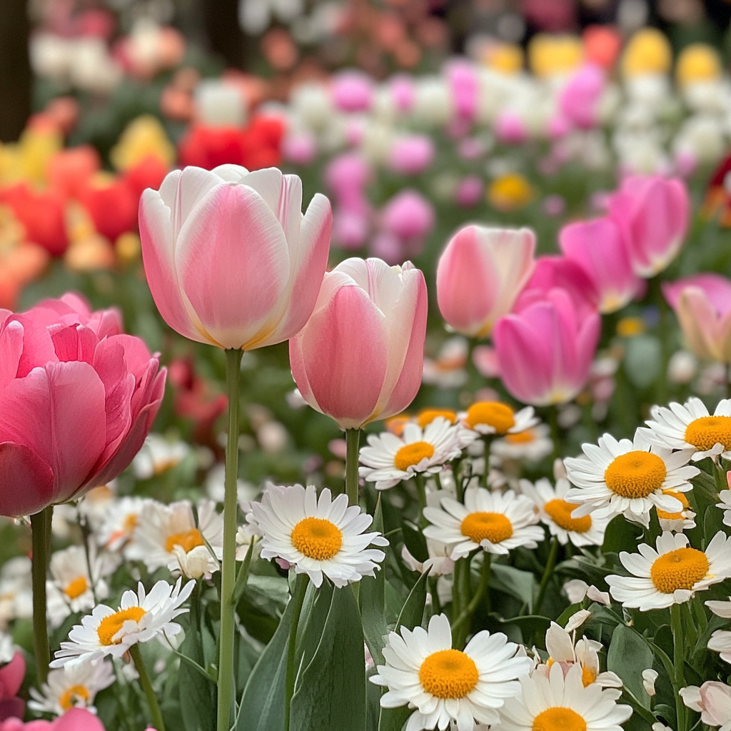 Vibrant Blooming Flower Garden Scene