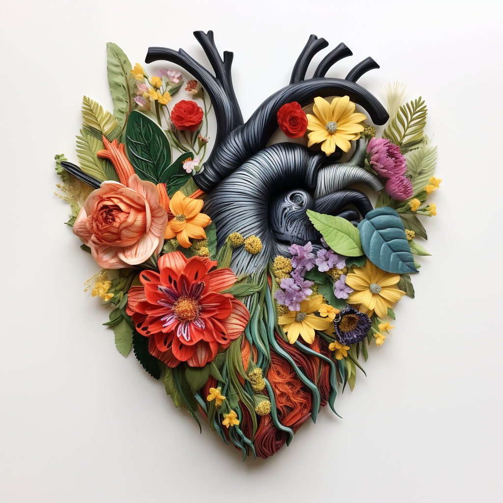 Realistic flower heart anatomy illustration