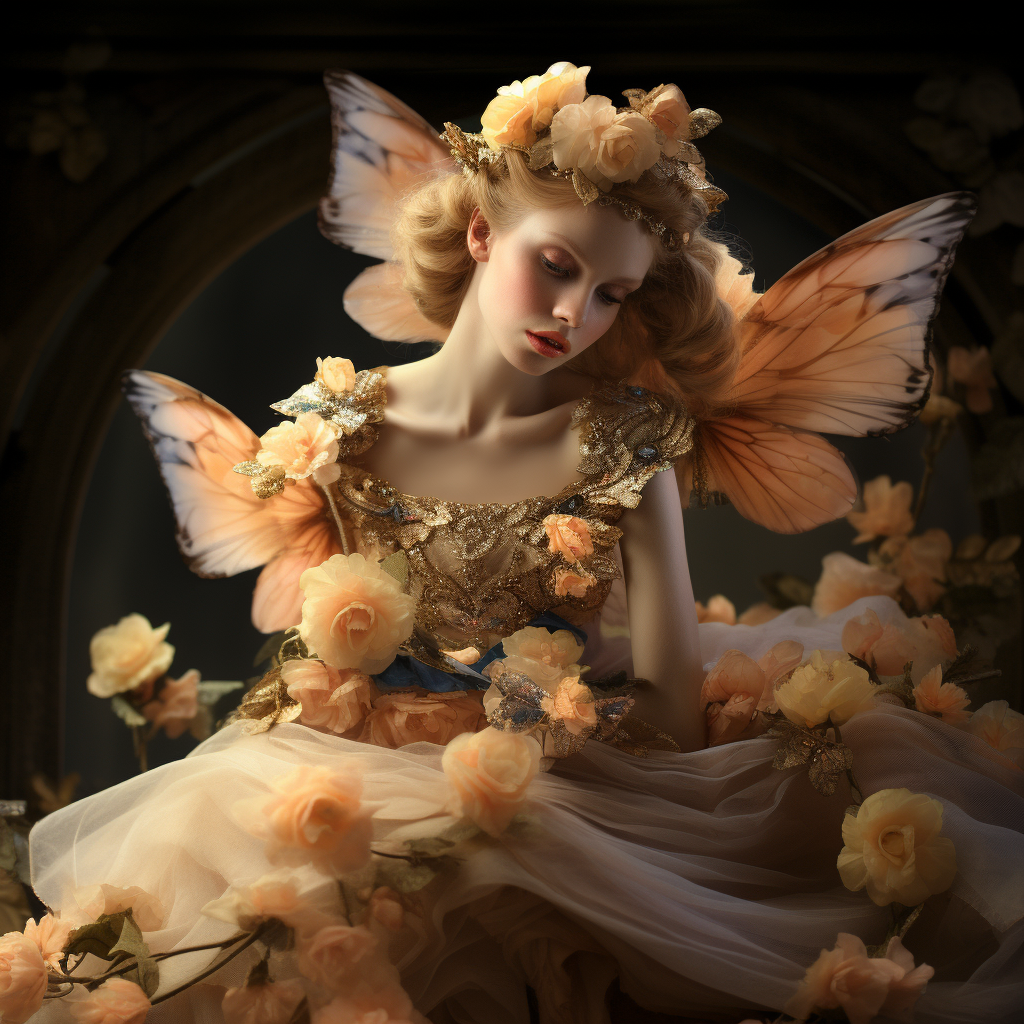 Enchanting flower petal fairy lady