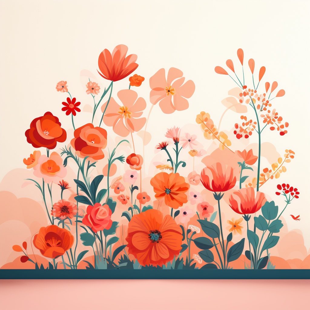 Colorful flower wall painting illustration