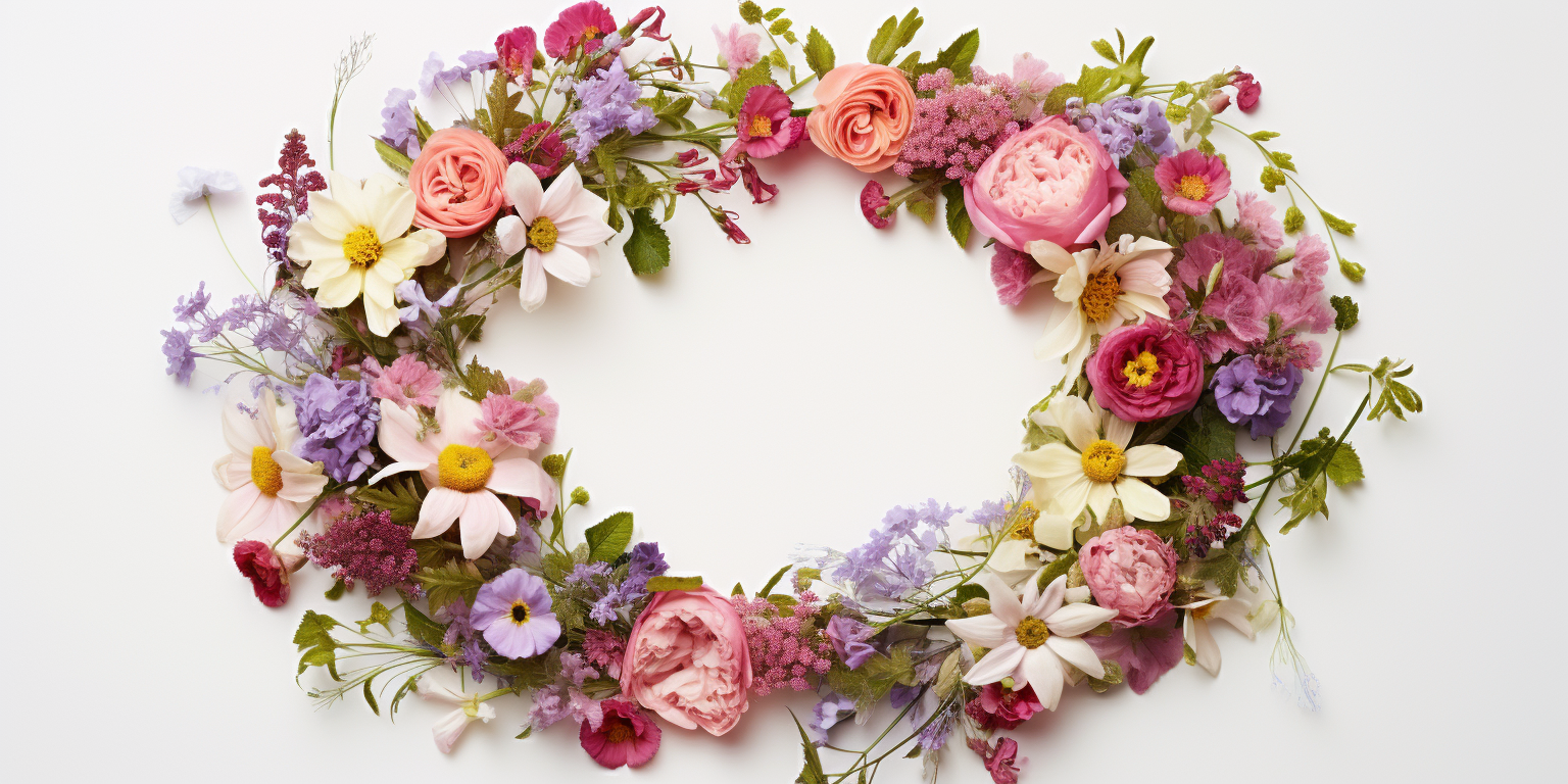 Flower wreath on white background