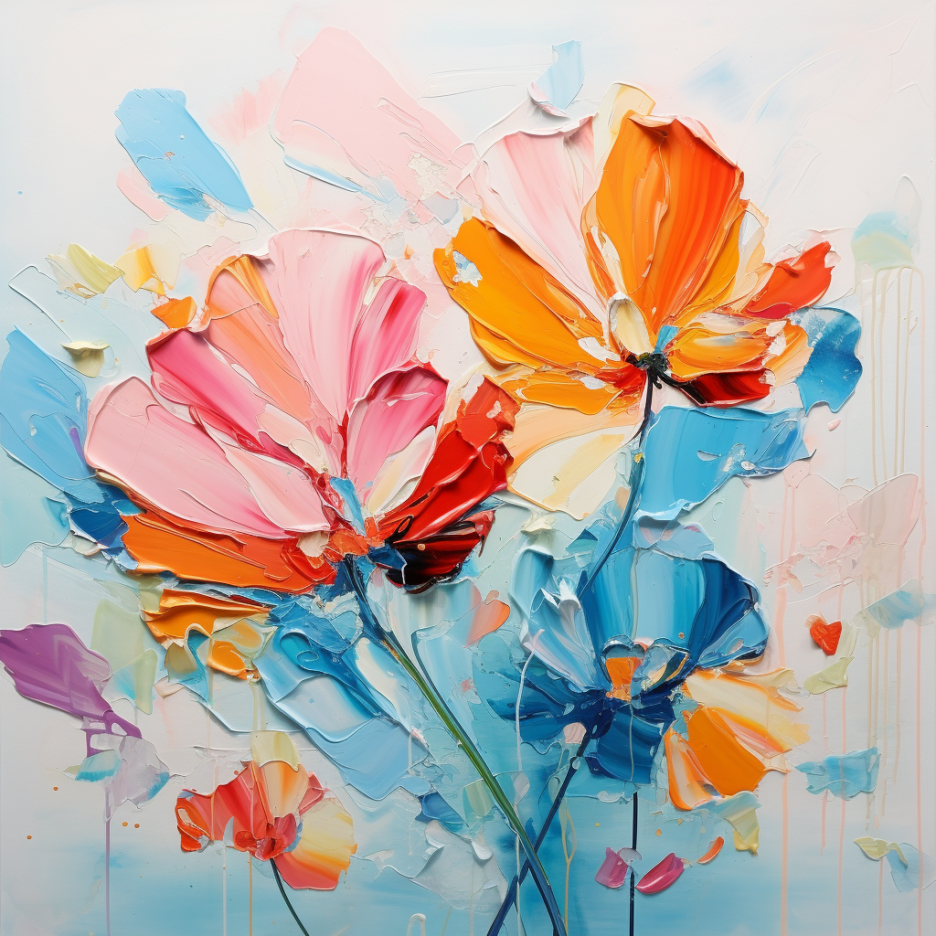 Colorful flower painting on abstract background