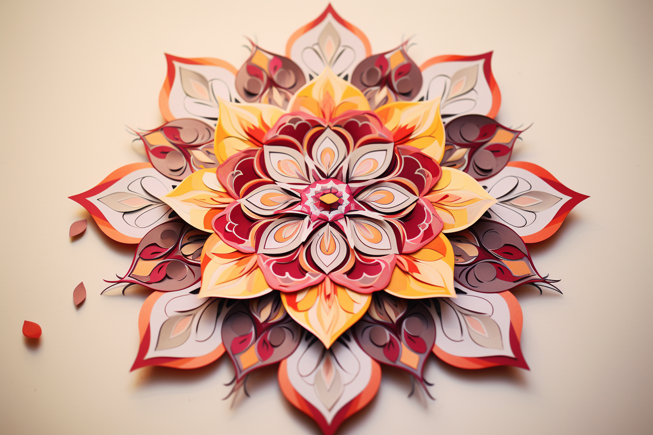 Colorful flower-shaped mandala drawing