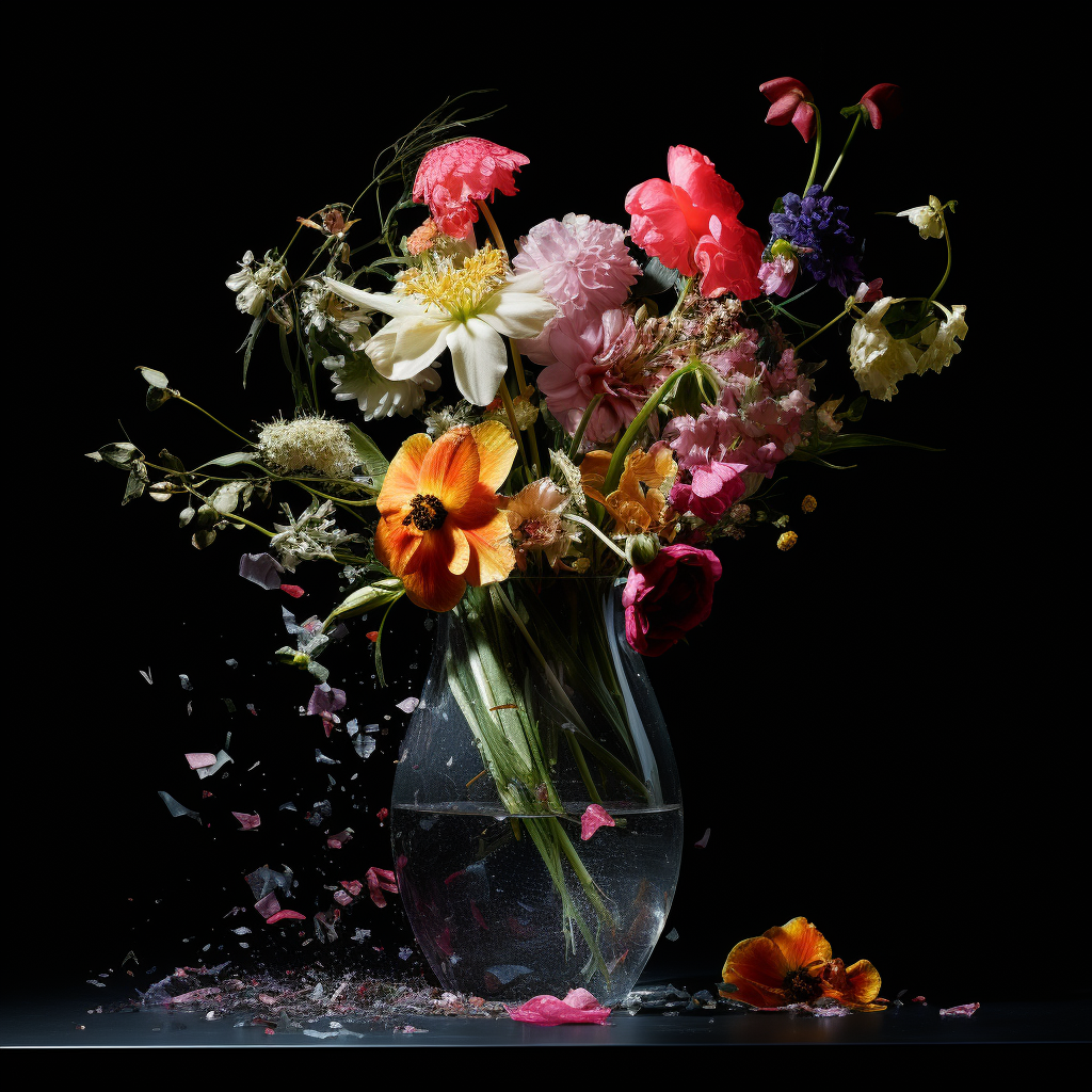 Gorgeous flower vase on black cement backdrop