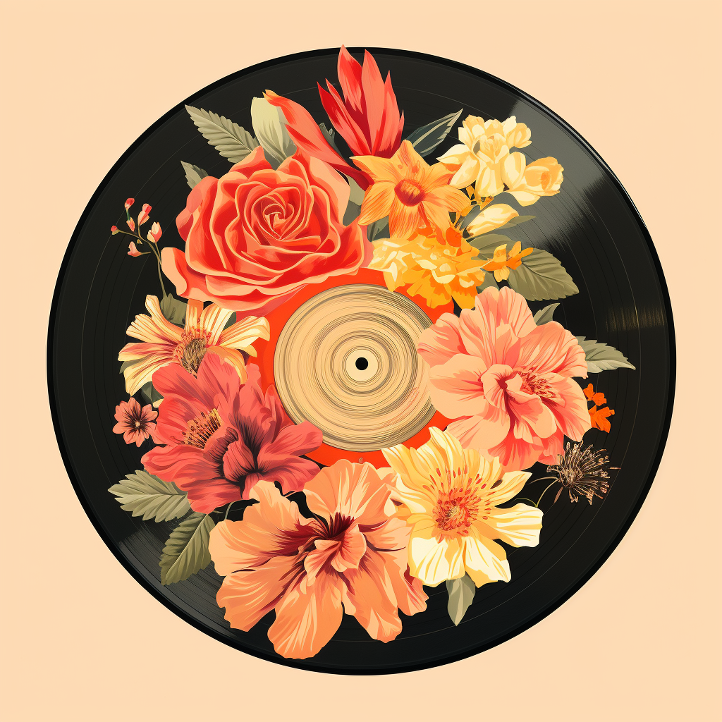 Flowers in Retro Record Cover Art