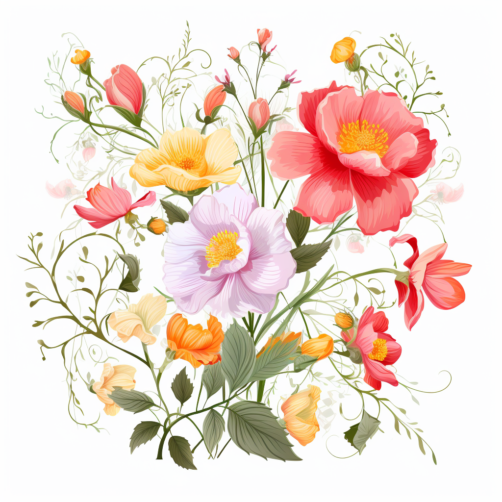 Flowers on white background