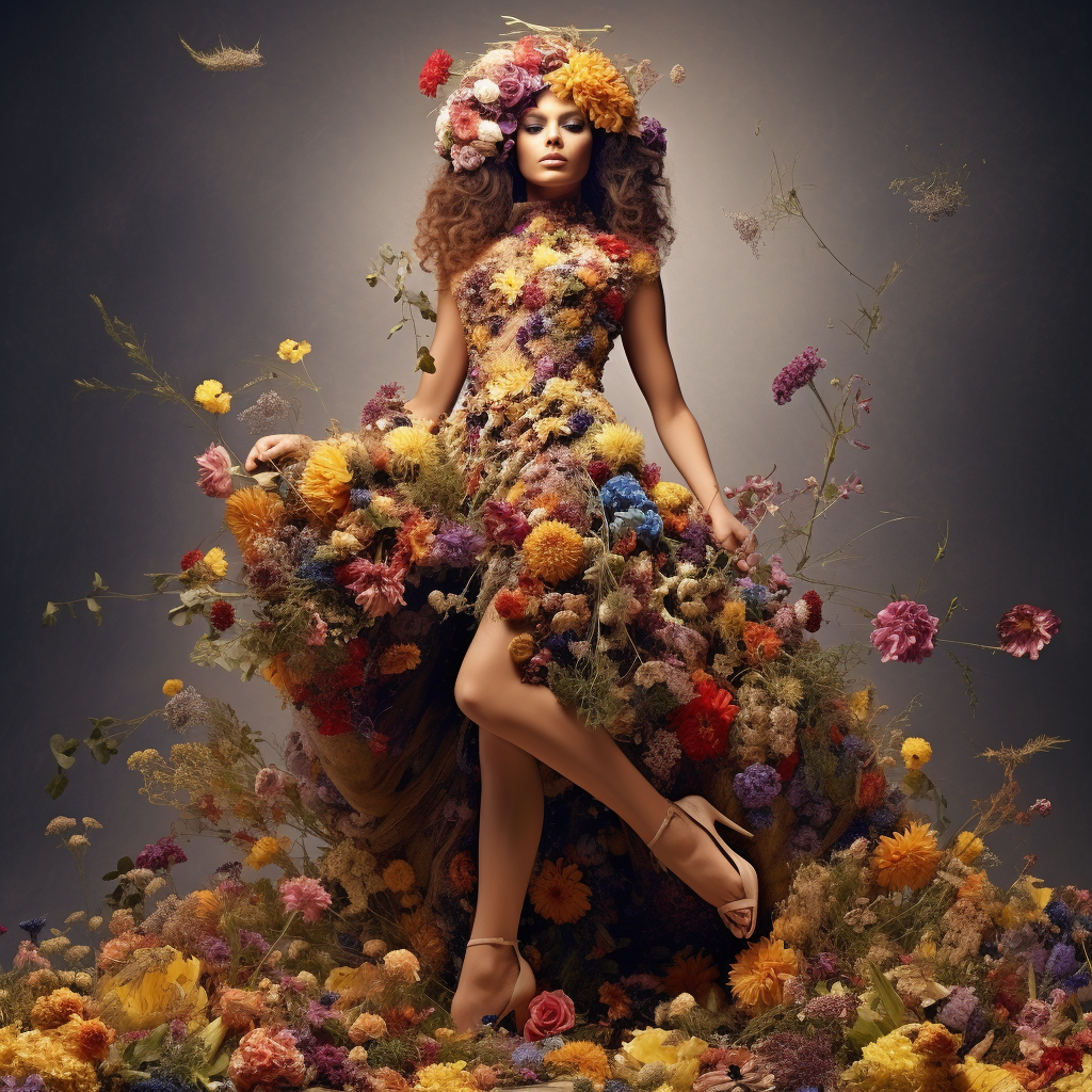 Gorgeous flower woman with vibrant petals