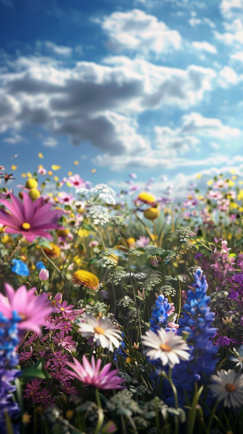 colorful flowery meadow scene