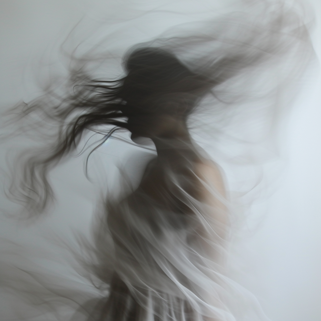 Beautiful flowing hair smoke abstract ghostly photo