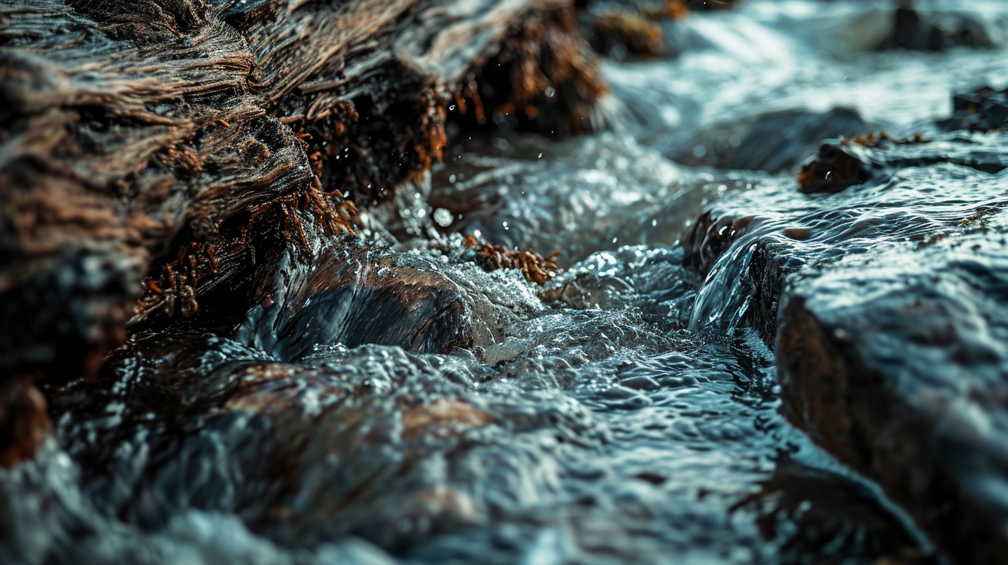 Macro shot of flowing organic matter and nature elements