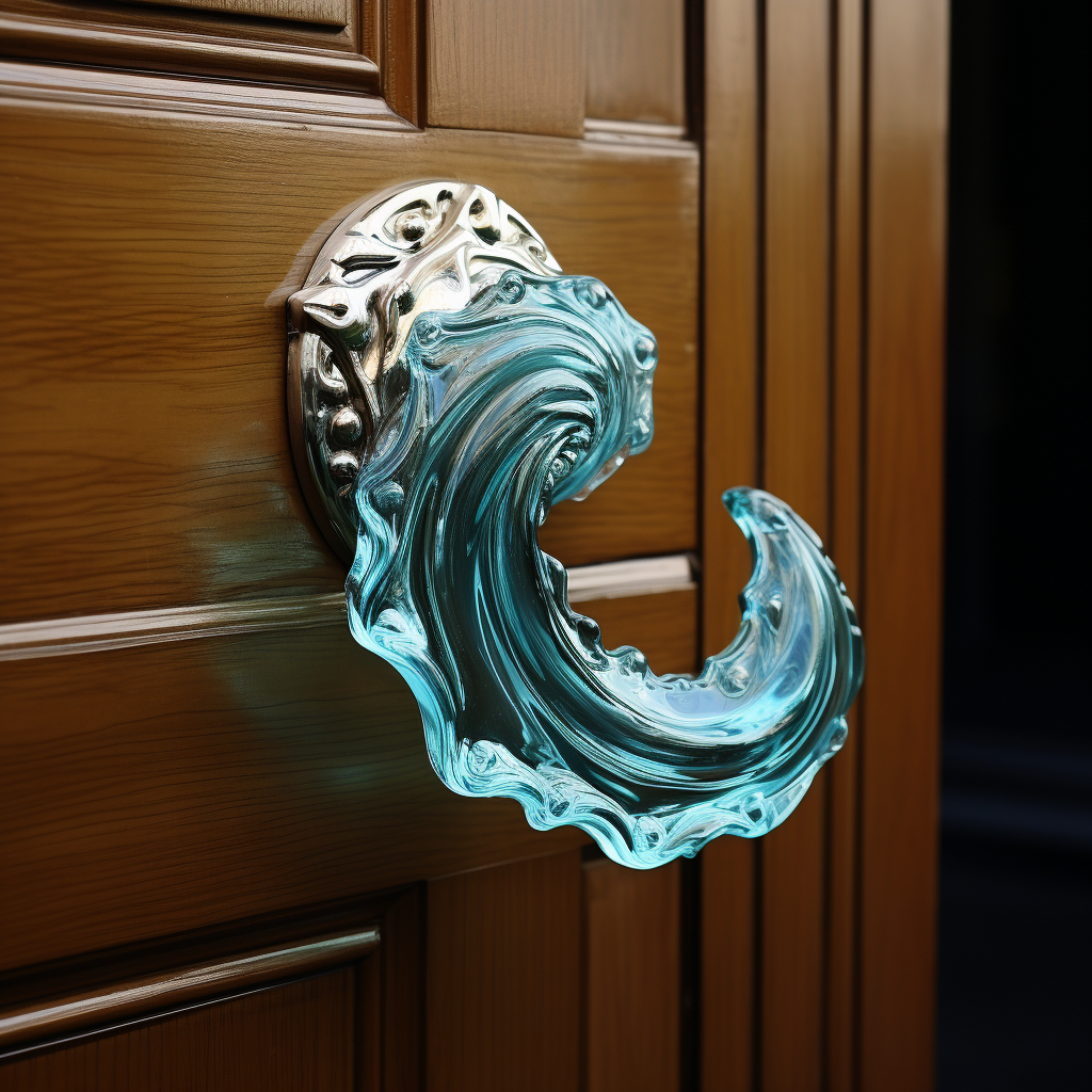 Water door handle flowing gracefully