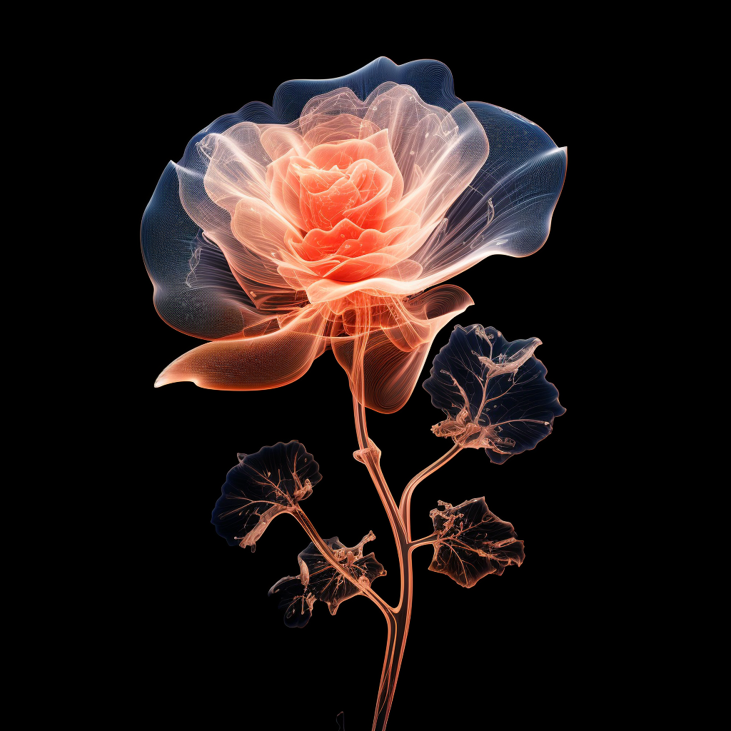 Stunning flowy inkscape x-ray of a rose