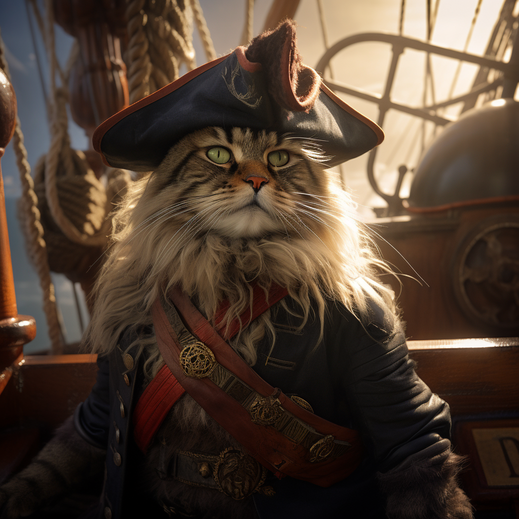 Fluffy Cat Pirate Captain Eye Patch