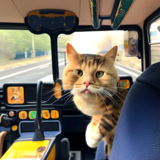 Fluffy Cats on School Bus