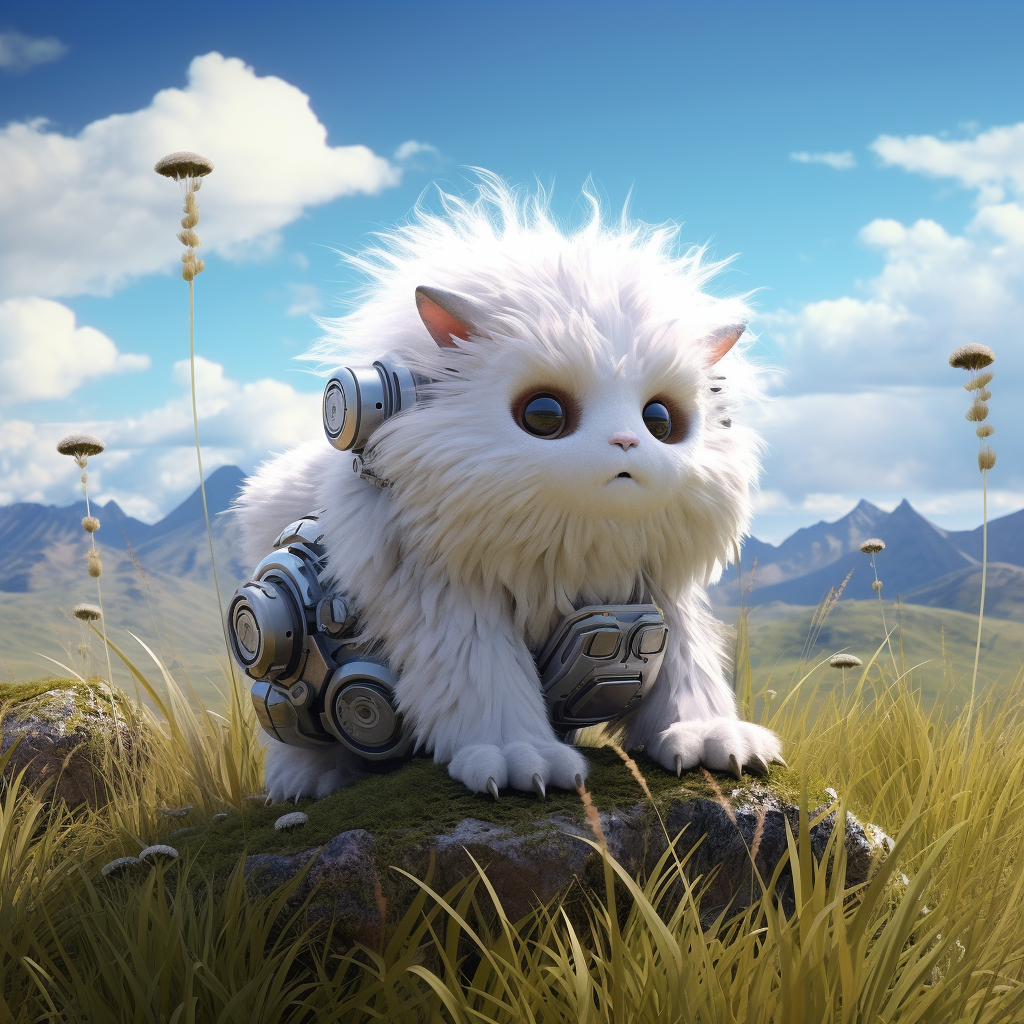 Fluffy creature responding to mid-journey AI exploration