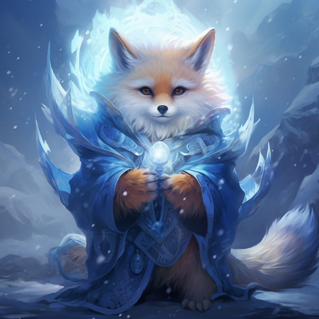 Cute fluffy fox using ice magic