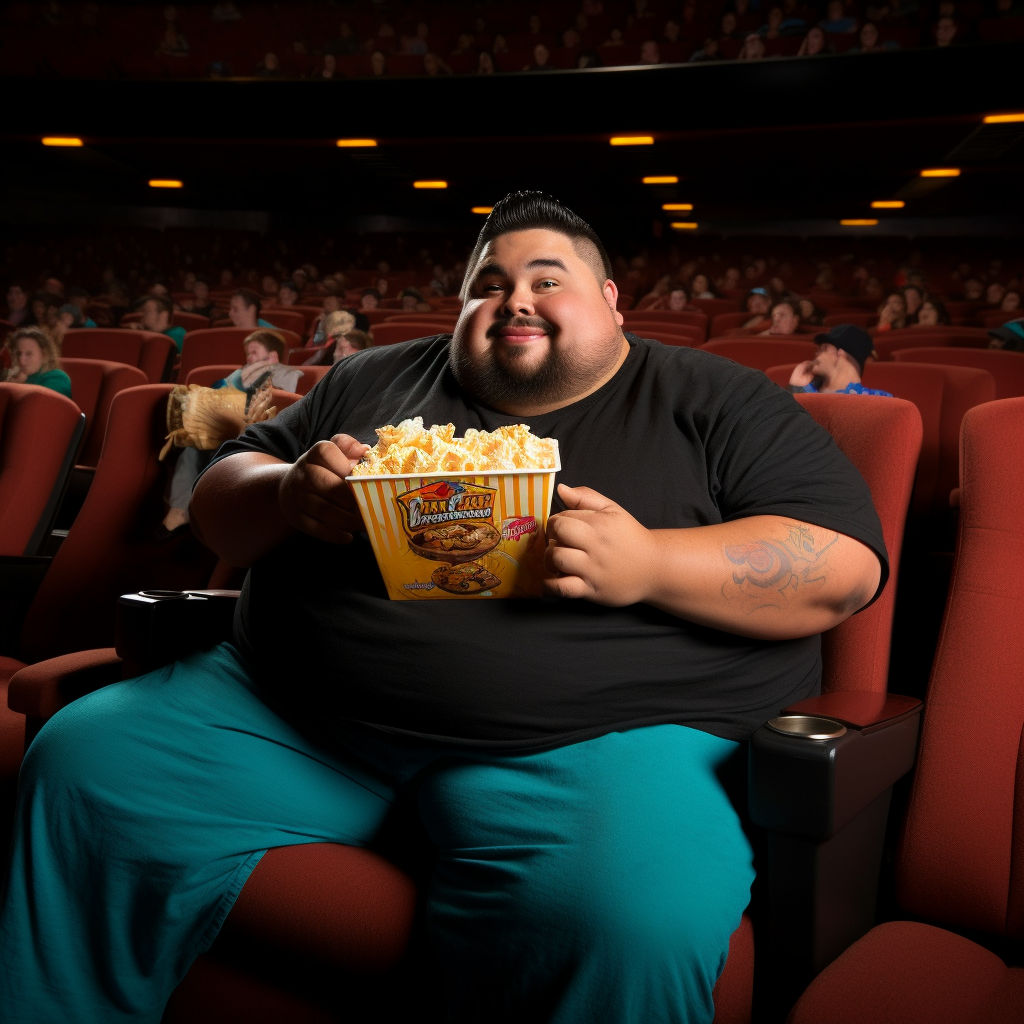 Fluffy Gabriel Iglesias Enjoying Popcorn in Cinema