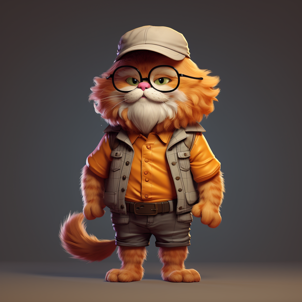 Adorable Fluffy Orange Cat with Hat and Shirt