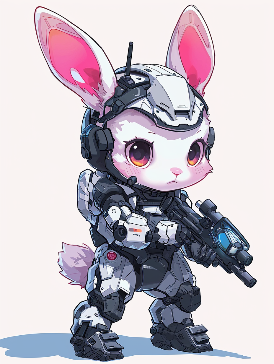 Fluffy Rabbit in Anime Arm Suit