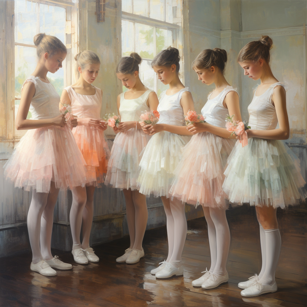 Group of ballerinas in fluffy white tutus