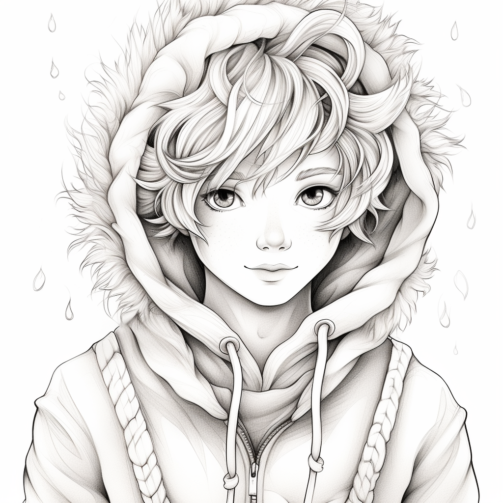 Ken in fluffy wool hoodie coloring page