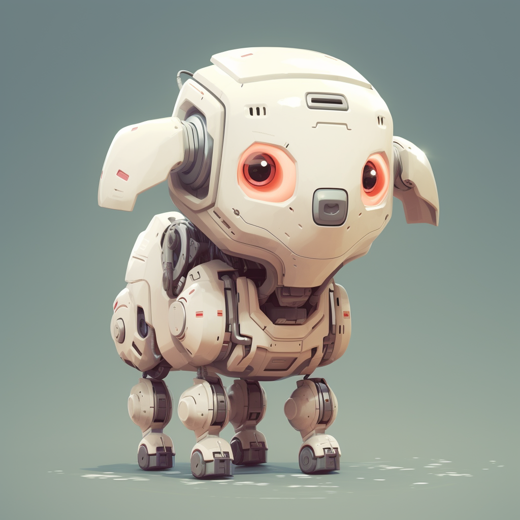 Robot sheep with fluffy fur