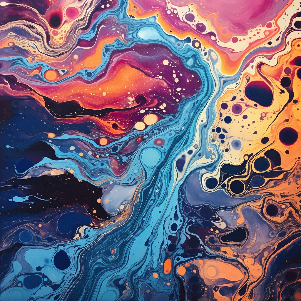 Vibrant fluid acrylic marbled paper design