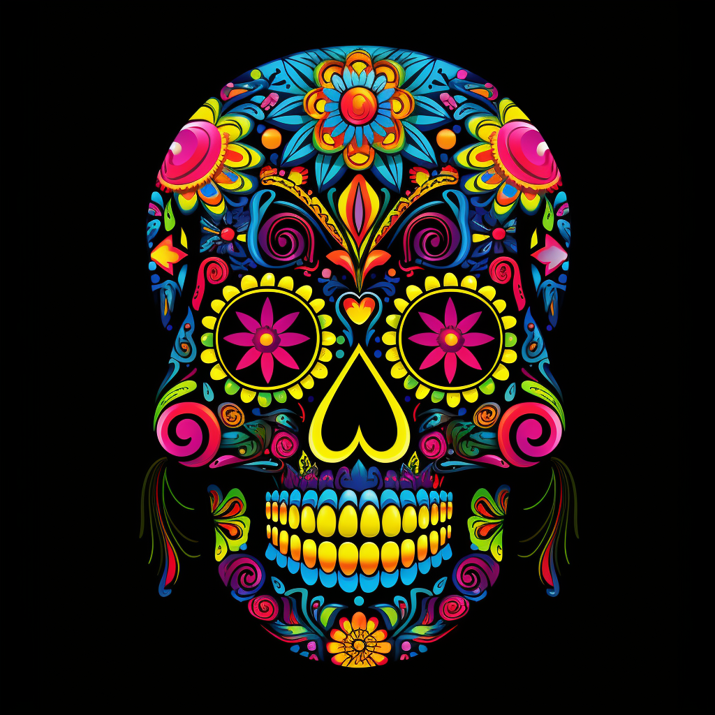 Colorful Mexican Skull with Stars