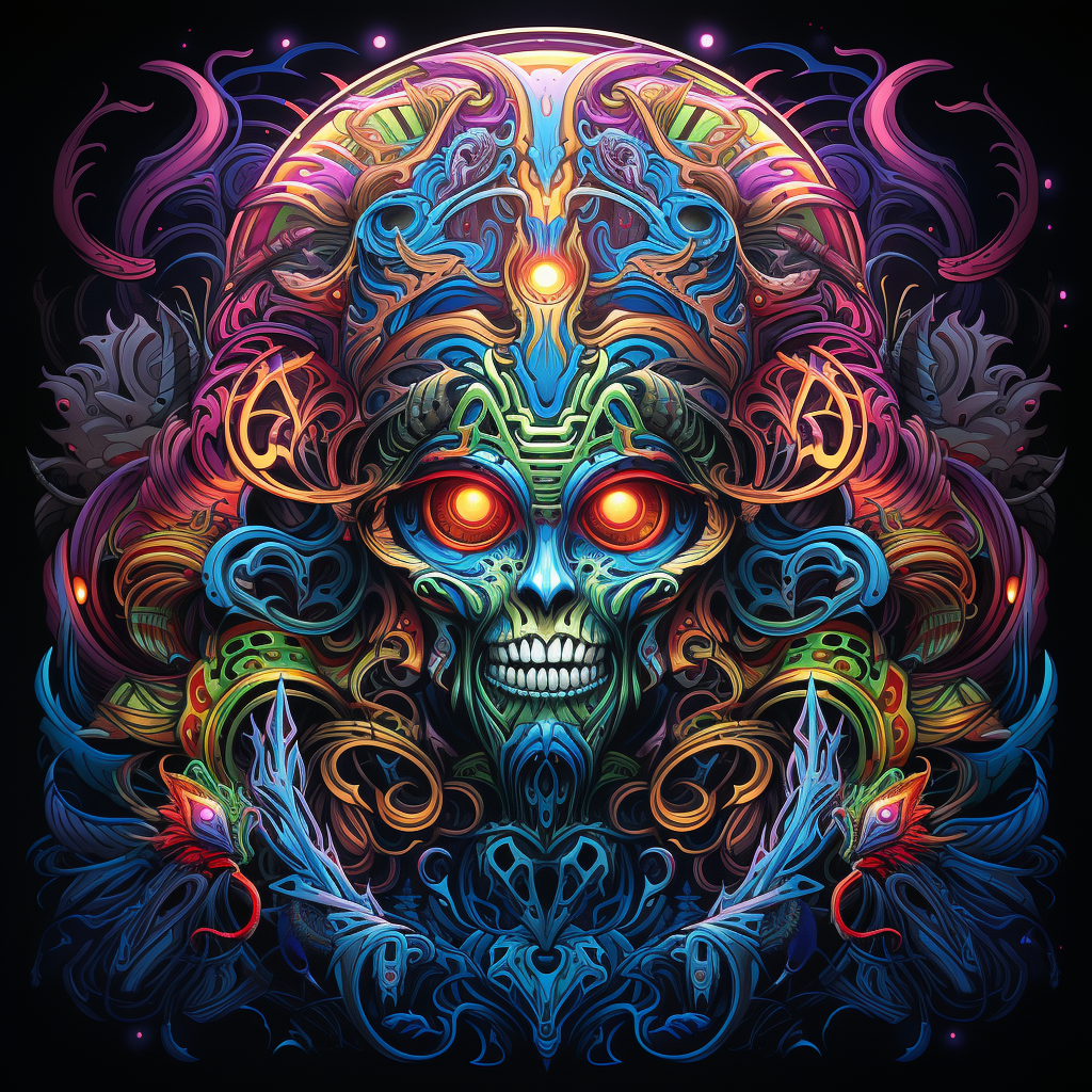 Colorful fluorescent psytrance wall art