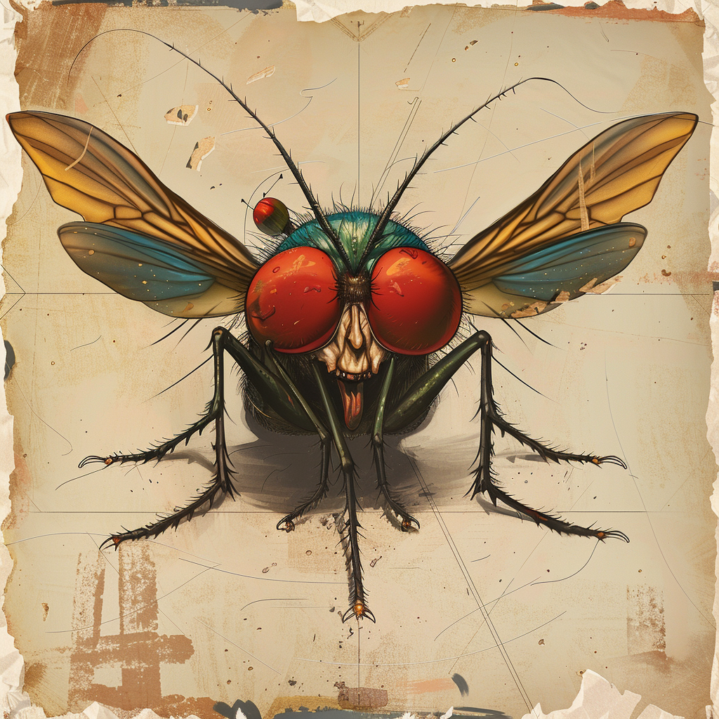 Detailed fly insect joker character