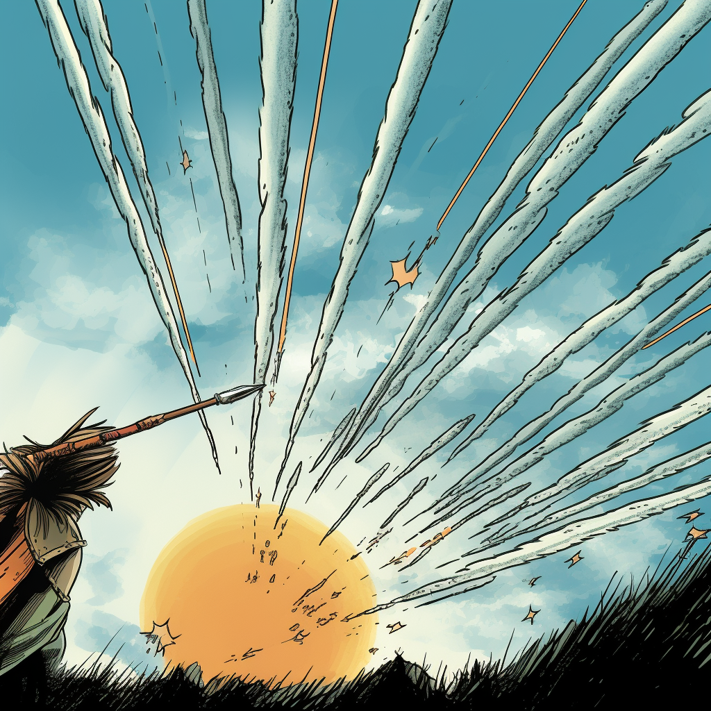 Comic-style drawn arrows in motion