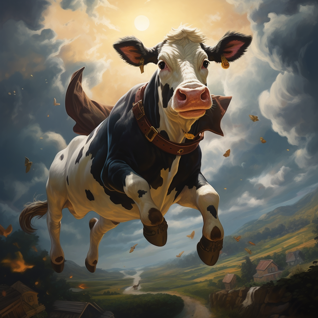 Flying cow illustration