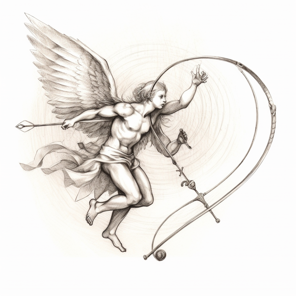 Illustration of Cupido shooting at heart