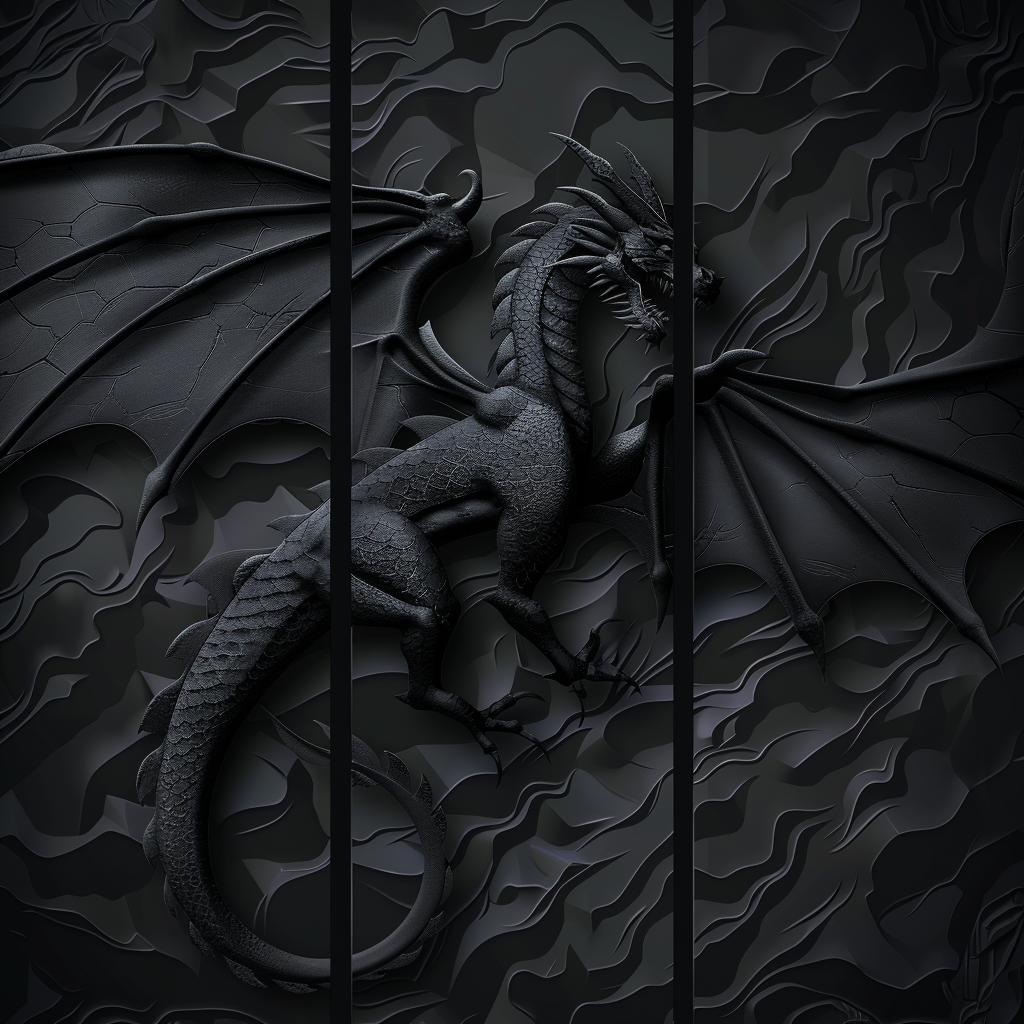 Three-tone dark dragon flying