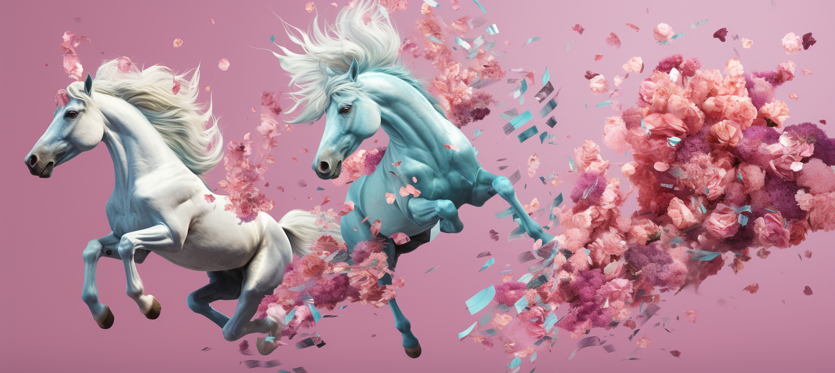 Stunning flying horses in vibrant colors