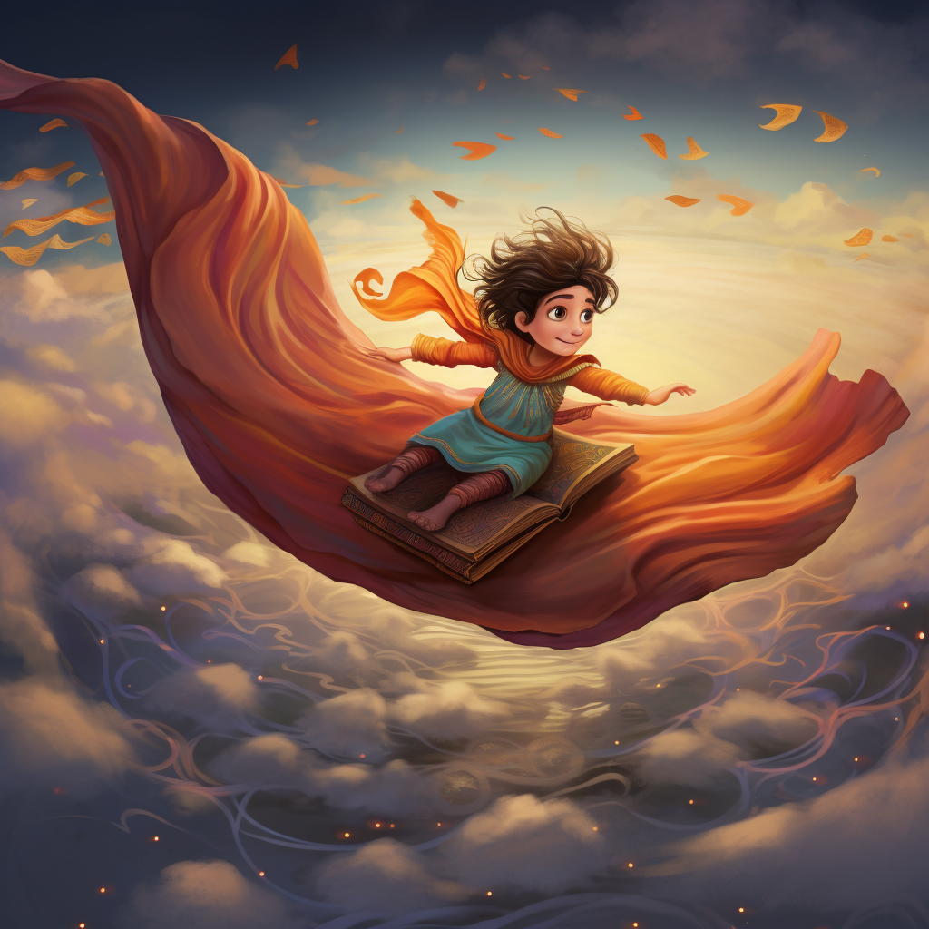 A beautiful image of a flying magic carpet