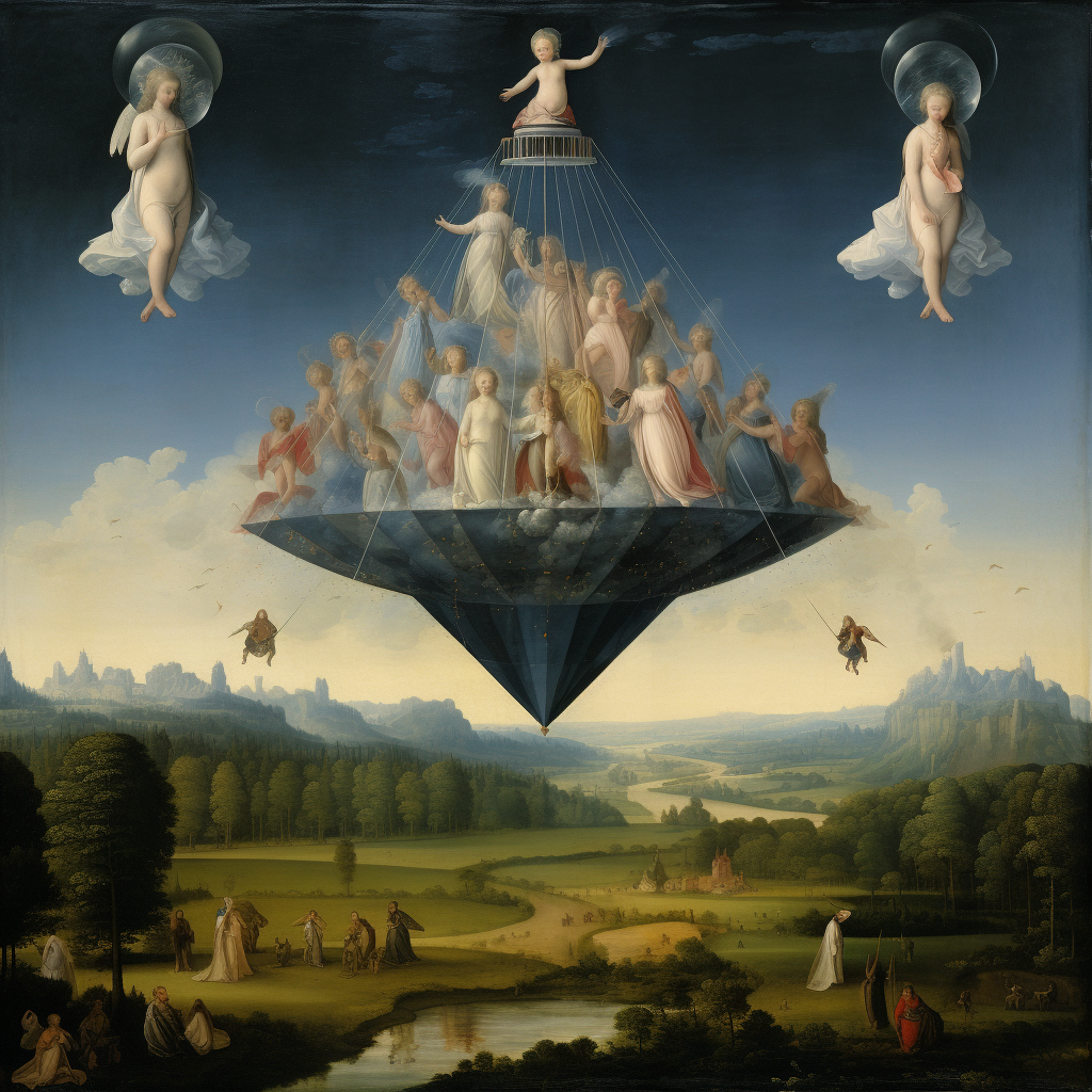 Stunning Flying Pyramid Painting Artwork