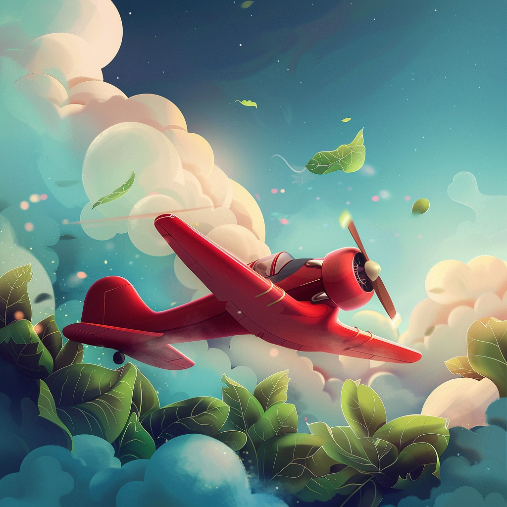 Small red airplane in 2D scene